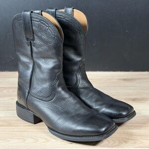 Ariat Heritage Boots Mens Size 9 EE Extra Wide Black Leather Roper Western Ranch
